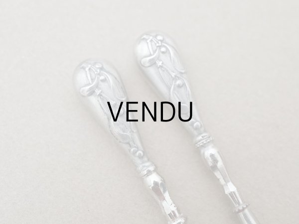 画像2: 1900年頃 アンティーク ヤドリギ シルバー製 小さな目打ち＆かぎ針のセット   (2)