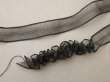 画像3: 1900年頃 アンティーク シルク製 フリル制作用 オーガンジーのリボン 黒  8.4m 2.5cm幅 (3)