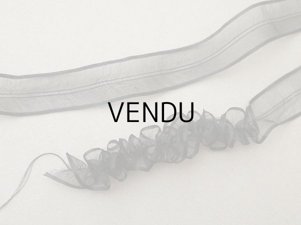 画像3: 1900年頃 アンティーク シルク製 フリル制作用 オーガンジーのリボン 黒  8.4m 2.5cm幅 (3)