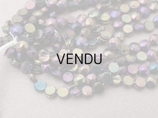 画像5: アンティーク カット入り ブルー＆パープル＆グリーン フレンチジェット ラウンド型 ガラスビーズ 4mm 約295〜310ピース  (5)