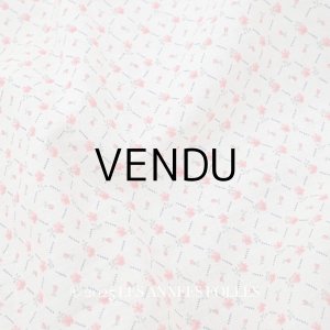 画像: ＊蚤の市＊未使用 アンティーク 小さな薔薇模様のファブリック オフホワイト＆ピンク 幅116cm