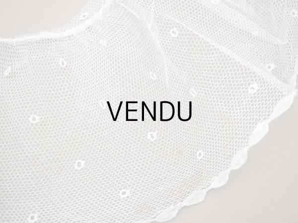 画像8: アンティーク 幅広 フリルレース オフホワイト ドット刺繍入り チュールレース 2.5m 幅11.5cm  (8)