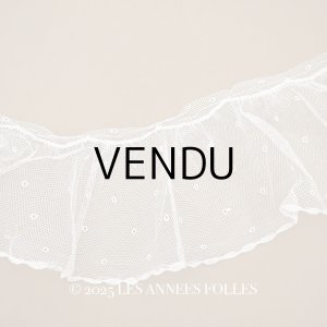 画像: アンティーク 幅広 フリルレース オフホワイト ドット刺繍入り チュールレース 2.5m 幅11.5cm 
