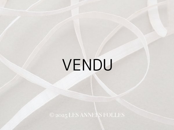 画像1: アンティーク 極細 シルク製 サテンリボン パウダーピンク 5mm幅 3.9m (1)