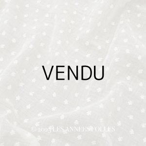 画像: アンティーク  小さな花刺繍入り コットンオーガンジー 生成り＆ホワイト ファブリック 90cm幅
