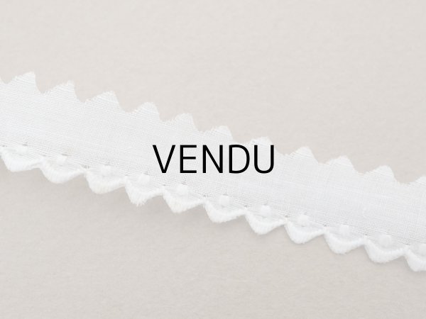 画像4: アンティーク スカラップレース 刺繍入り コットンオーガンジー 1.4cm幅 4.8m (4)