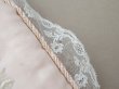 画像15: アンティーク ハンキーケース モノグラム＆草花のホワイトワーク ハンカチ用ポシェット シルクサテン＆レース  (15)