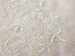 画像10: アンティーク ハンキーケース モノグラム＆草花のホワイトワーク ハンカチ用ポシェット シルクサテン＆レース  (10)