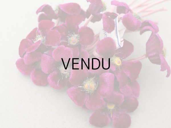 画像5: 未使用 アンティーク ベルベットの布花 赤紫＆ピンクラベル付 (5)