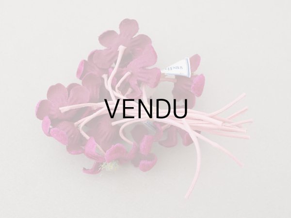 画像3: 未使用 アンティーク ベルベットの布花 赤紫＆ピンクラベル付 (3)