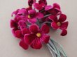 画像4: 未使用 アンティーク ベルベットの布花 赤紫＆グリーンラベル付 (4)