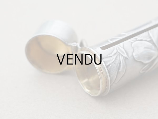 画像7: アンティーク シルバー製 菫のリップケース シャトレーヌ用 リング付 (7)