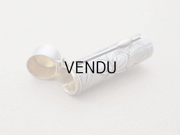 画像6: アンティーク シルバー製 菫のリップケース シャトレーヌ用 リング付 (6)