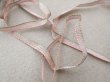 画像2: 19世紀末 アンティーク 極細 シルクリボン 1.8m 4mm幅 ピンク＆ライトグレー&金糸 リボン刺繍 (2)