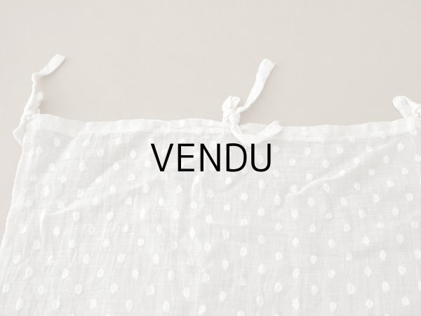 画像5: アンティーク  ドット刺繍入り コットンオーガンジー オフホワイト ファブリック 140×48cm (5)