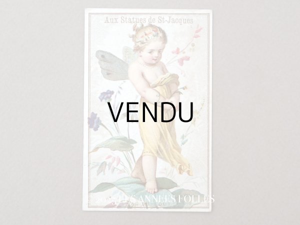 画像1: アンティーク クロモ 花の妖精と花占い PAS DU TOUT! NOT AT ALL - AUX STATUES DE ST-JAQUES - (1)