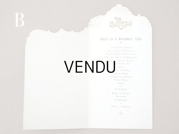 画像7: 1924年 アンティーク メニューカード  MENU 薔薇のガーランド ロカイユ装飾 (7)
