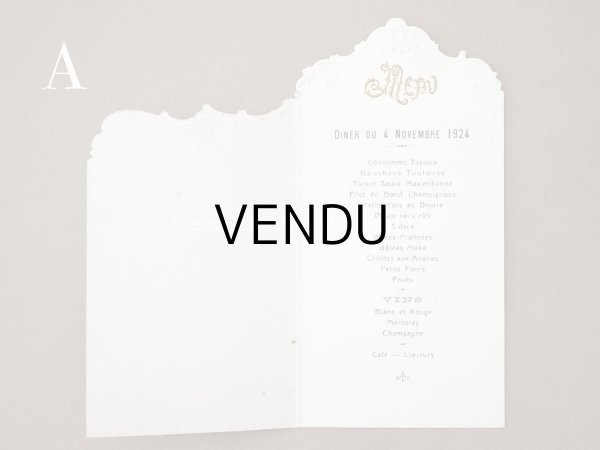 画像6: 1924年 アンティーク メニューカード  MENU 薔薇のガーランド ロカイユ装飾 (6)