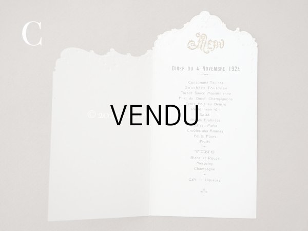 画像8: 1924年 アンティーク メニューカード  MENU 薔薇のガーランド ロカイユ装飾 (8)
