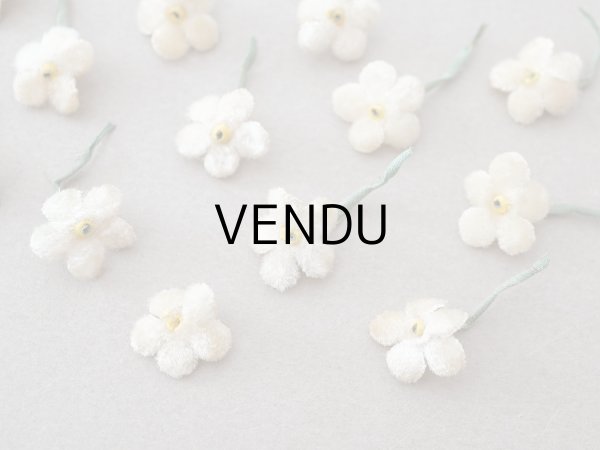 画像8: アンティーク 勿忘草 ベルベットの布花  アイボリー 13ピースのセット 14mm (8)