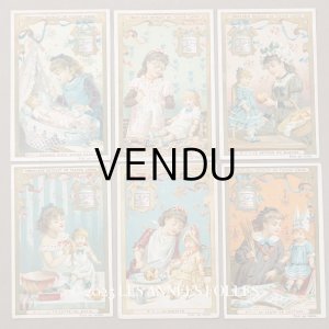 画像: 1889年 アンティーク クロモ 6点セット 人形と遊ぶ少女  - LIEBIG -