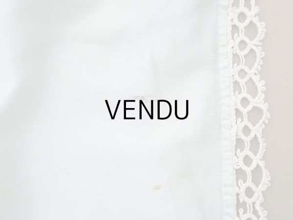 画像8: アンティーク ベビーベッドカバー  BEBE パウダーグリーンのシルクサテン&フィレレース (8)