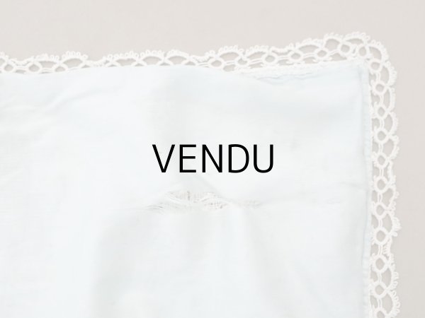 画像7: アンティーク ベビーベッドカバー  BEBE パウダーグリーンのシルクサテン&フィレレース (7)