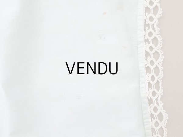 画像9: アンティーク ベビーベッドカバー  BEBE パウダーグリーンのシルクサテン&フィレレース (9)