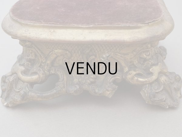 画像8: 19世紀 アンティーク ロカイユ装飾の台座 チョコレートブラウンのベルベット (8)