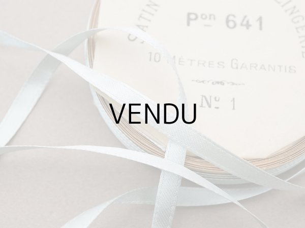 画像3: アンティーク 極細 サテンリボン 5mm幅 パウダーブルー 3.7m  SATIN DOUBLE FACE LINGERIE PON 641 N 2 (3)