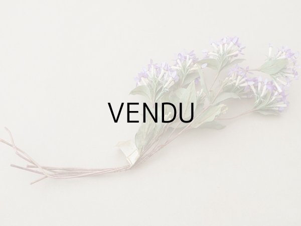 画像4: アンティーク 大きなブーケ 薄紫の小さな布花 ラベル付 (4)