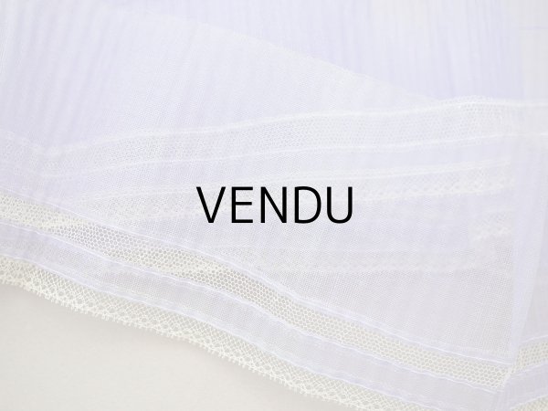 画像5: アンティーク 幅広 ドレスの裾  プリーツ入り レース付き 幅10.5cm ラヴェンダー コットンオーガンジー (5)