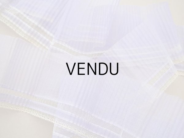 画像3: アンティーク 幅広 ドレスの裾  プリーツ入り レース付き 幅10.5cm ラヴェンダー コットンオーガンジー (3)