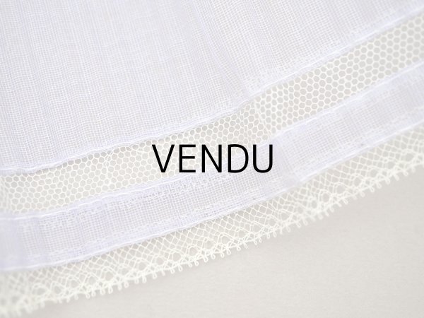 画像2: アンティーク 幅広 ドレスの裾  プリーツ入り レース付き 幅10.5cm ラヴェンダー コットンオーガンジー (2)