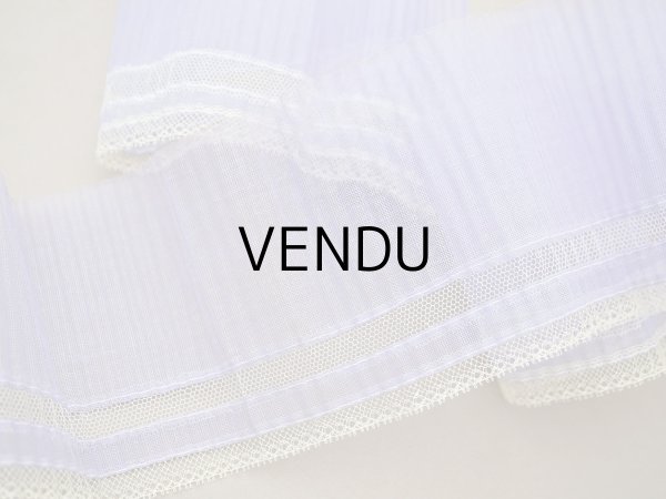 画像6: アンティーク 幅広 ドレスの裾  プリーツ入り レース付き 幅10.5cm ラヴェンダー コットンオーガンジー (6)