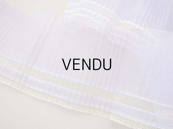 画像4: アンティーク 幅広 ドレスの裾  プリーツ入り レース付き 幅10.5cm ラヴェンダー コットンオーガンジー (4)