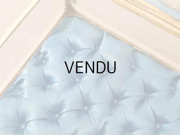 画像5: 19世紀中頃 アンティーク 大きなジュエリーケース スモーキーブルーのシルククッション 20.2×17.5cm (5)