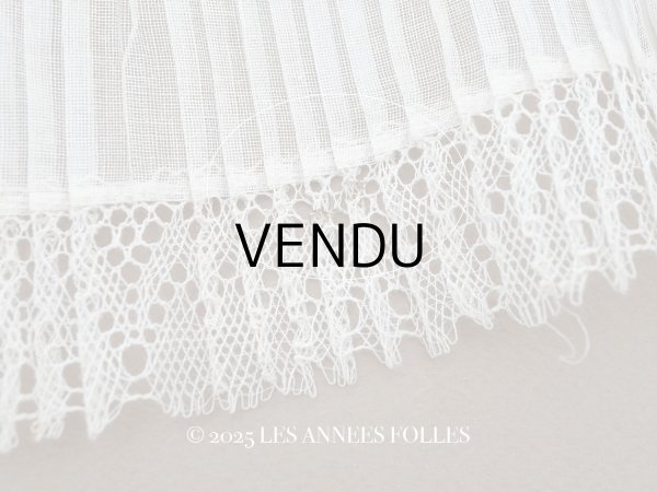 画像11: アンティーク 幅広 ドレスの裾  プリーツ入り レース付 1.3m 20.2cm幅 コットンオーガンジー (11)