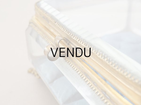 画像9: 19世紀中頃 アンティーク 大きなジュエリーケース スモーキーブルーのシルククッション 20.2×17.5cm (9)