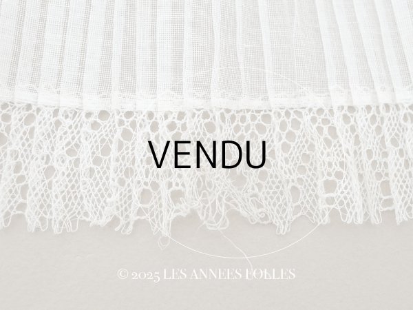 画像12: アンティーク 幅広 ドレスの裾  プリーツ入り レース付 1.3m 20.2cm幅 コットンオーガンジー (12)