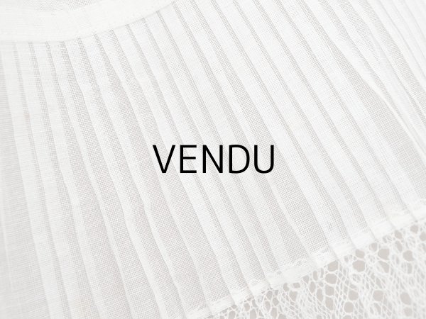 画像3: アンティーク 幅広 ドレスの裾  プリーツ入り レース付 1.3m 20.2cm幅 コットンオーガンジー (3)