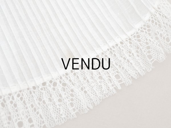 画像10: アンティーク 幅広 ドレスの裾  プリーツ入り レース付 1.3m 20.2cm幅 コットンオーガンジー (10)