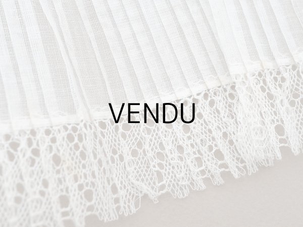 画像8: アンティーク 幅広 ドレスの裾  プリーツ入り レース付 1.3m 20.2cm幅 コットンオーガンジー (8)