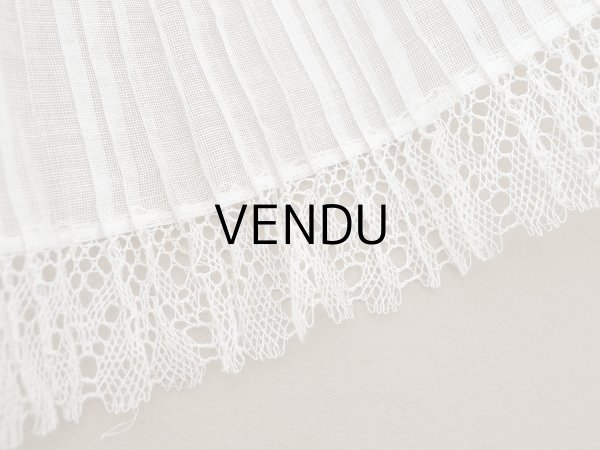 画像4: アンティーク 幅広 ドレスの裾  プリーツ入り レース付 1.3m 20.2cm幅 コットンオーガンジー (4)