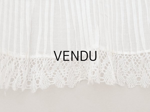 画像10: アンティーク 幅広 ドレスの裾  プリーツ入り レース付 2.48m 20.2cm幅 コットンオーガンジー (10)