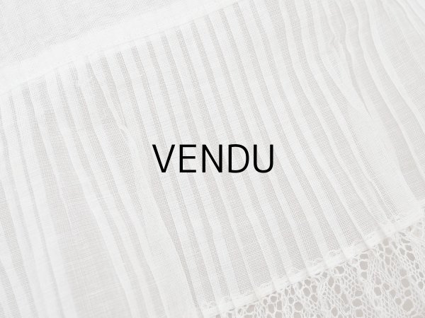 画像3: アンティーク 幅広 ドレスの裾  プリーツ入り レース付 2.48m 20.2cm幅 コットンオーガンジー (3)