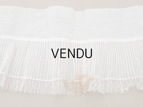 画像7: アンティーク 幅広 ドレスの裾  プリーツ入り レース付 2.48m 20.2cm幅 コットンオーガンジー (7)