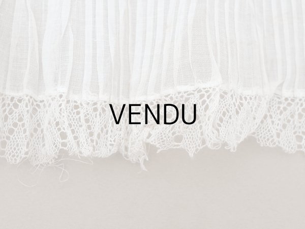 画像11: アンティーク 幅広 ドレスの裾  プリーツ入り レース付 2.48m 20.2cm幅 コットンオーガンジー (11)