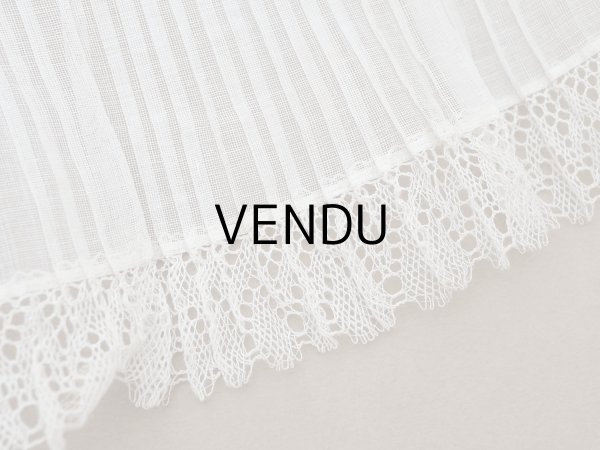 画像4: アンティーク 幅広 ドレスの裾  プリーツ入り レース付 2.48m 20.2cm幅 コットンオーガンジー (4)