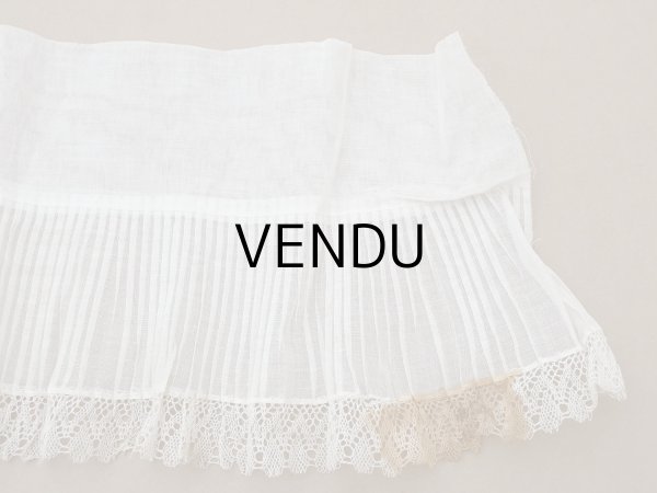 画像8: アンティーク 幅広 ドレスの裾  プリーツ入り レース付 2.48m 20.2cm幅 コットンオーガンジー (8)